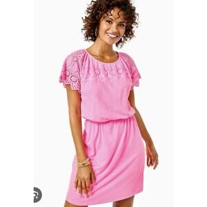 Lilly Pulitzer Eyelet Pink Dress Large